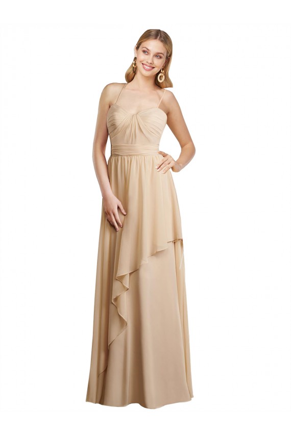 Champanhe Amor Sem Mangas Criss Cruz Linha A Vestidos de Madrinha Online