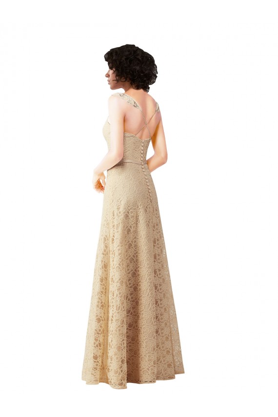 Champanhe Amor Sem Mangas Linha A Vestidos de Madrinha Online