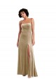 Champanhe Decote Quadrado Sem Mangas Lombar Linha A Vestidos de Madrinha / Vestidos de Noite / Vestidos de Festa Online