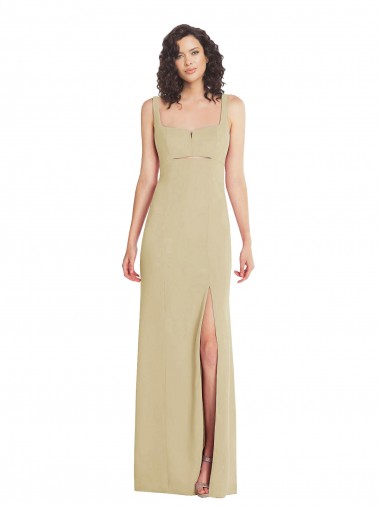 Champanhe Decote Quadrado Sem Mangas Lombar Trombeta Vestidos de Madrinha / Vestidos de Noite / Vestidos de Festa Online