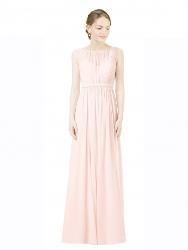  Jewel Sem Mangas Costas em V Linha A Vestidos de Madrinha Online