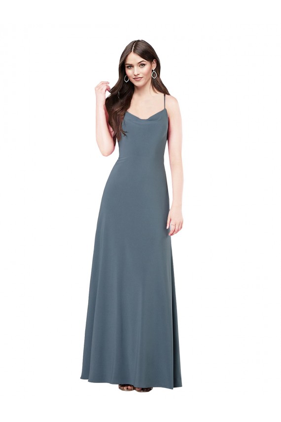 Cinza Ardósia Decote V Sem Mangas Lombar Linha A Vestidos de Madrinha / Vestidos de Festa Online