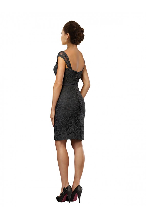 Cinza Ardósia Fora do Ombro Sem Mangas Linha A Vestidos de Madrinha / Vestidos de Cocktail Online