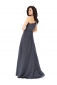 Cinza Ardósia Um Ombro Sem Mangas Linha A Longo Vestidos de Madrinha / Vestidos de Noite / Vestidos de Festa Online