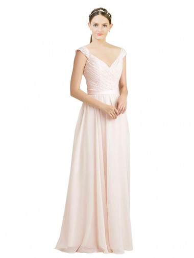 Creme Rosa Amor Sem Mangas Costas em V Linha A Vestidos de Madrinha Online