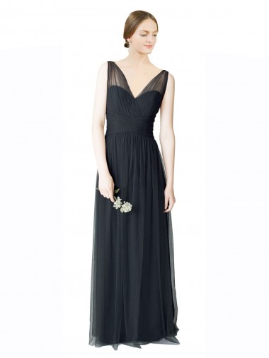 Estanho Amor Sem Mangas Costas em V Linha A Vestidos de Madrinha Online