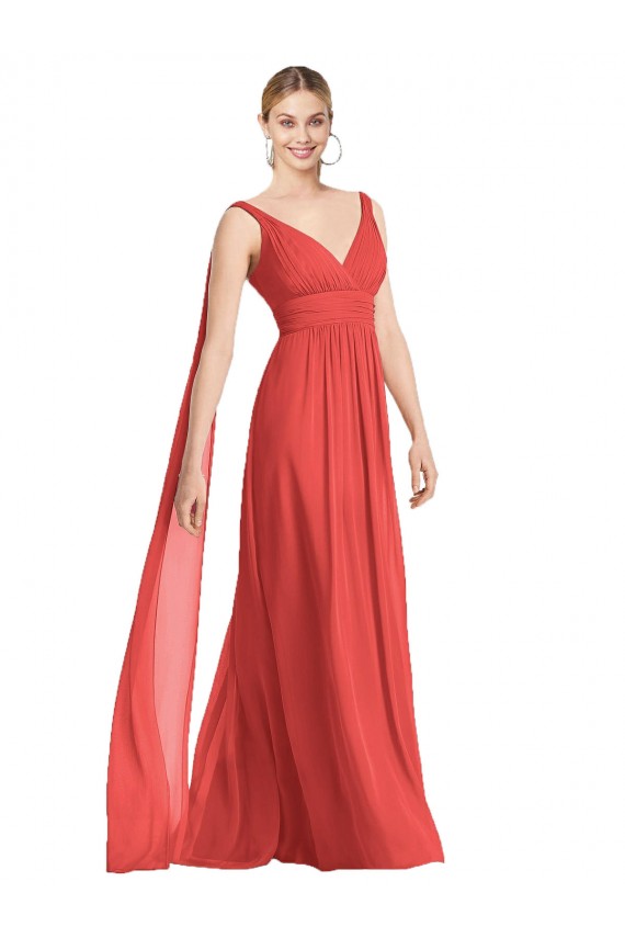 Firecracker Decote V Sem Mangas Lombar Linha A Vestido de Festa / Vestido de Madrinha Online