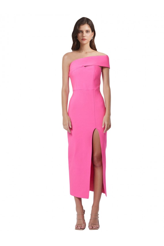 Fúcsia Um Ombro Sem Mangas Bainha Longo Vestidos de Madrinha / Vestidos de Noite / Vestidos de Festa Online