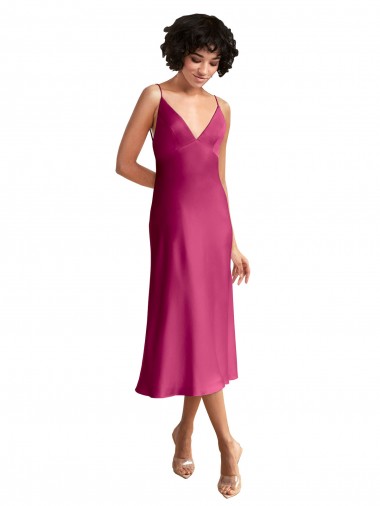 Fúcsia Decote V Sem Mangas Lombar Linha A Curto Vestidos de Madrinha / Vestidos de Noite / Vestidos de Festa Online