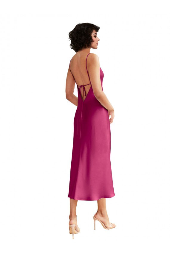 Fúcsia Decote V Sem Mangas Lombar Linha A Curto Vestidos de Madrinha / Vestidos de Noite / Vestidos de Festa Online