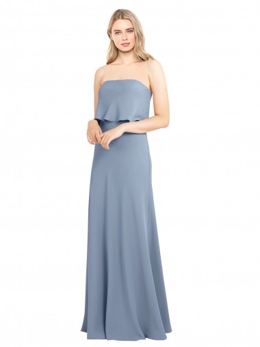 Fumo Azul Decote Alto Sem Mangas Bainha Vestidos de Madrinha / Vestidos de Noite / Vestidos de Festa Online