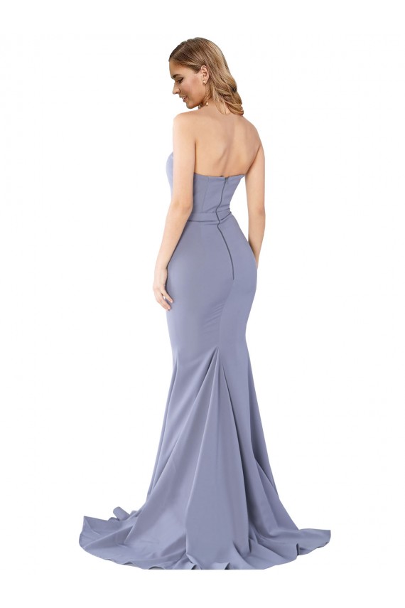 Fumo Azul Sem alças Sem Mangas Lombar Sereia Vestidos de Madrinha / Vestidos de Noite / Vestidos de Festa Online