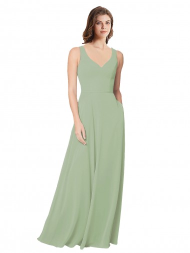 Fumo Verde Amor Sem Mangas Abrir de volta Linha A Vestidos de Madrinha Online