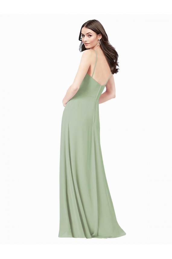 Fumo Verde Alças finas Sem Mangas Linha A Vestidos de Festa Online
