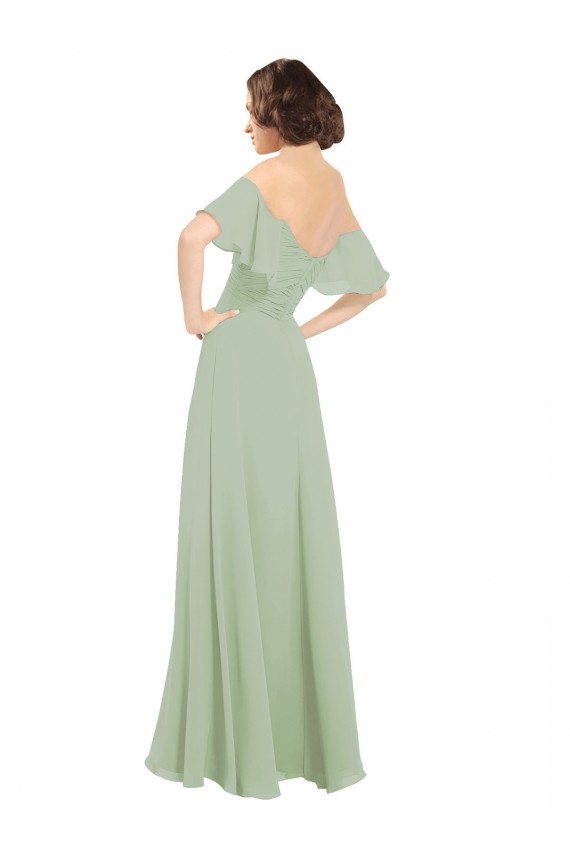 Fumo Verde Fora do Ombro Ombro Frio Linha A Vestidos de Madrinha Online