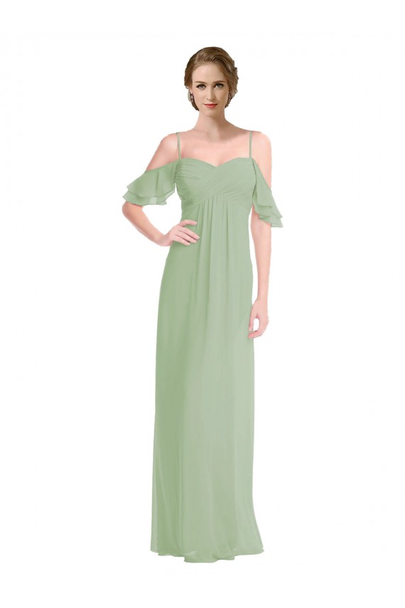 Fumo Verde Alças finas Sem Mangas Lombar Linha A Vestido de Festa / Vestidos de Noiva Online