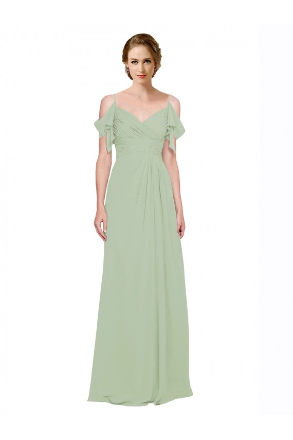 Fumo Verde Amor Sem Mangas Lombar Linha A Vestidos de Madrinha Online