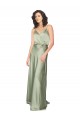 Fumo Verde Decote V Sem Mangas Costas em V Linha A Vestidos de Madrinha / Vestidos de Noite Online