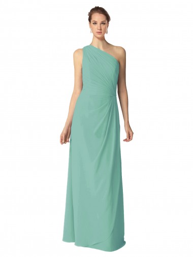 Jade Um Ombro Sem Mangas Linha A Vestidos de Madrinha Online