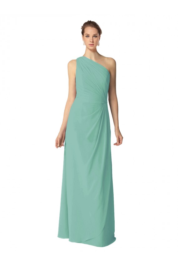Jade Um Ombro Sem Mangas Linha A Vestidos de Madrinha Online