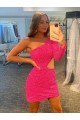  Um Ombro Mangas Compridas Bainha Curto Vestidos de Festa Online