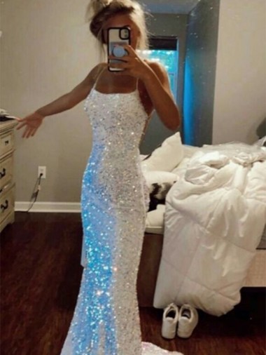  Alças finas Sem Mangas Bainha Vestidos de Festa Online