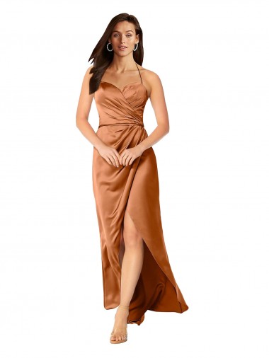 Laranja Amor Sem Mangas Lombar Linha A Vestidos de Madrinha / Vestidos de Noite / Vestidos de Festa Online