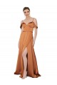 Laranja Amor Ombro Frio Lombar Linha A Vestidos de Madrinha / Vestidos de Noite / Vestidos de Festa Online