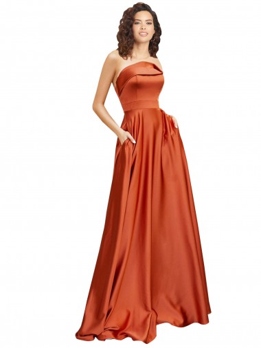 Laranja Queimada Decote redondo Sem Mangas Lombar Linha A Vestidos de Madrinha / Vestidos de Noite / Vestidos de Festa Online