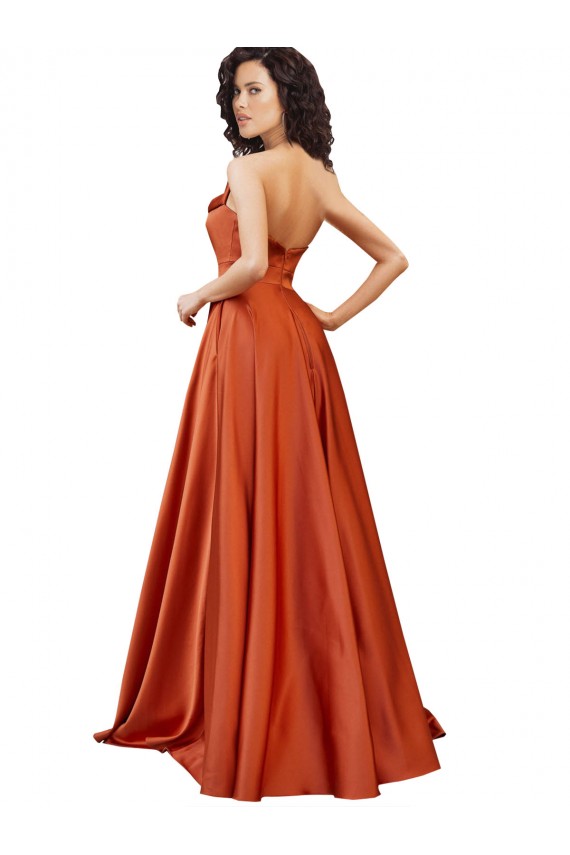 Laranja Queimada Decote redondo Sem Mangas Lombar Linha A Vestidos de Madrinha / Vestidos de Noite / Vestidos de Festa Online