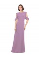 Lavanda Escura Decote Alto Ombro Frio Criss Cruz Linha A Vestidos de Madrinha Online