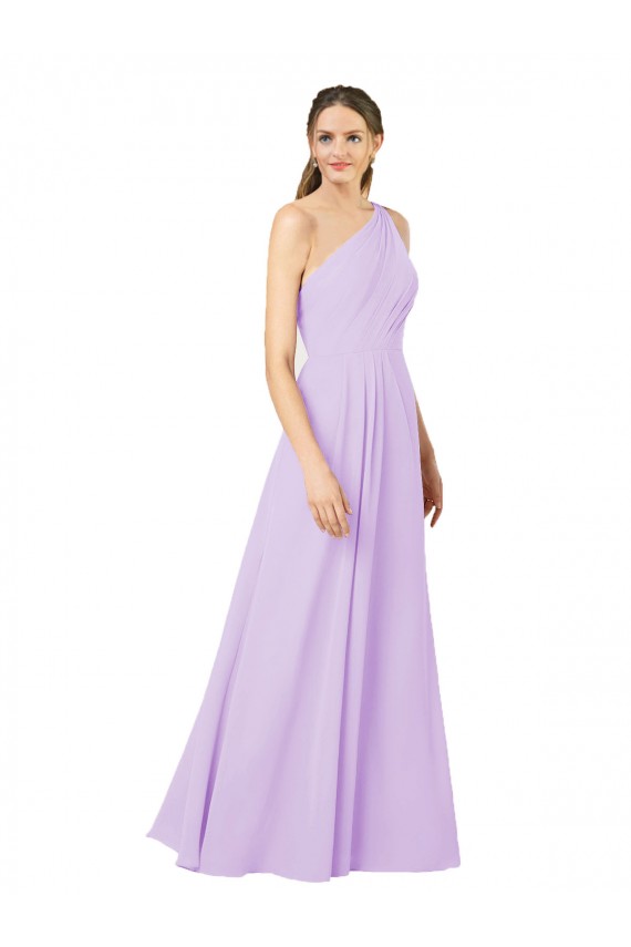 Lilás Um Ombro Sem Mangas Bainha Vestidos de Madrinha / Vestidos de Noite Online