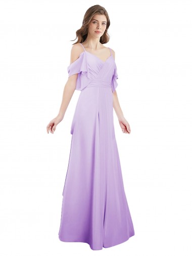 Lilás Amor Ombro Frio Linha A Vestidos de Madrinha Online