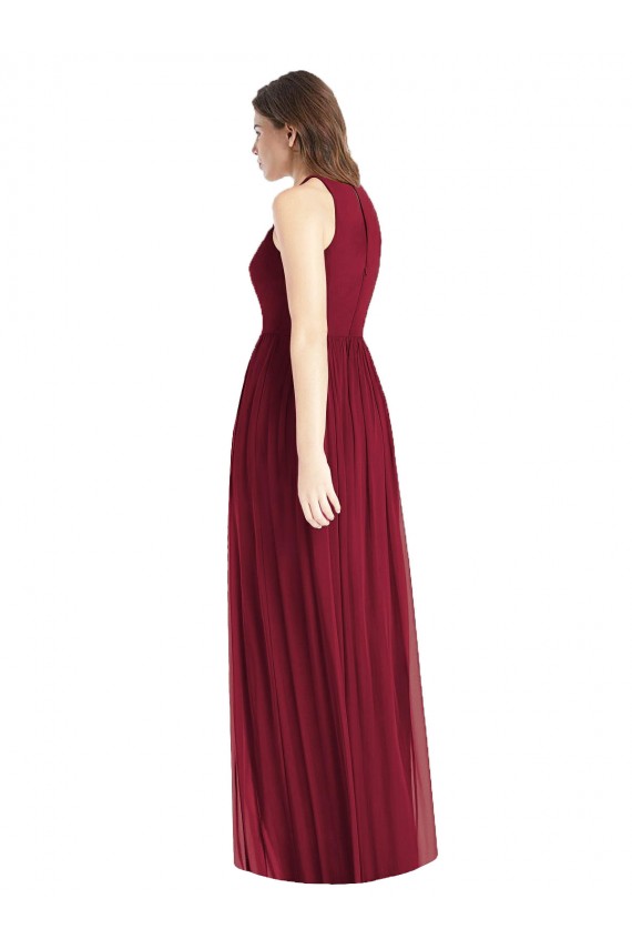 Lilás Cabeçada Sem Mangas Linha A Vestidos de Madrinha / Vestidos Formais Online