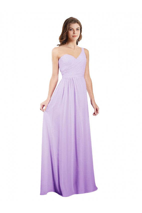 Lilás Um Ombro Sem Mangas Linha A Vestidos de Festa / Vestidos de Madrinha Online