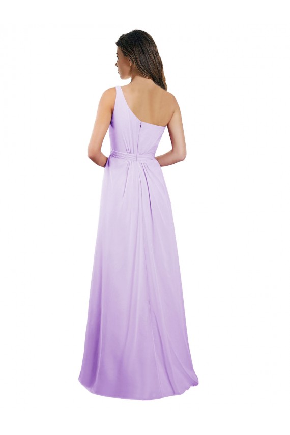 Lilás Um Ombro Sem Mangas Linha A Vestidos de Festa / Vestidos de Madrinha Online