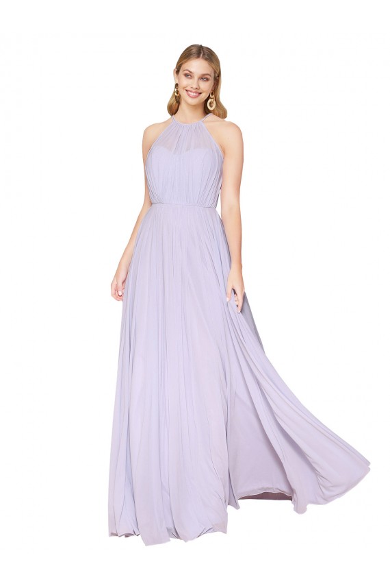 Lilás Decote Alto Sem Mangas Linha A Vestidos de Madrinha / Vestidos de Noite / Vestidos de Festa Online