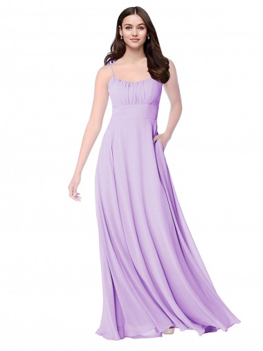 Lilás Colher Sem Mangas Linha A Vestidos de Madrinha Online