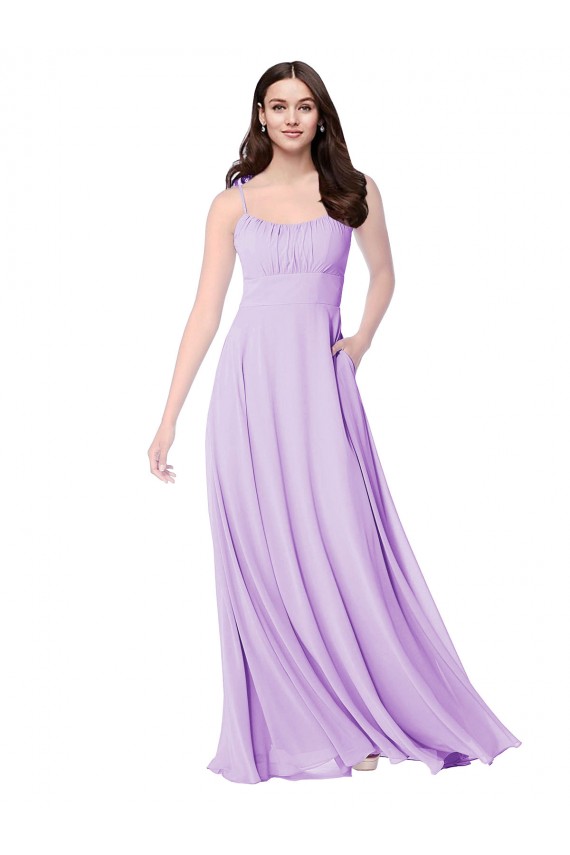 Lilás Colher Sem Mangas Linha A Vestidos de Madrinha Online