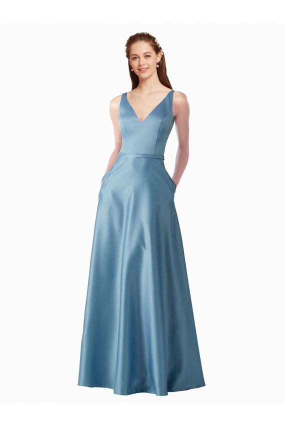  Decote Alto Sem Mangas Linha A Vestidos de Madrinha / Vestidos de Festa Online