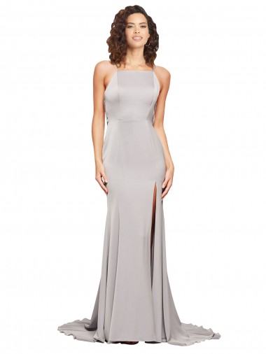  Decote Alto Sem Mangas Lombar Linha A Vestidos de Madrinha / Vestidos de Noite / Vestidos de Festa Online