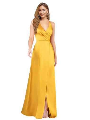 Decote V Sem Mangas Abrir de volta Linha A Vestidos de Madrinha / Vestidos de Noite / Vestidos de Festa Online