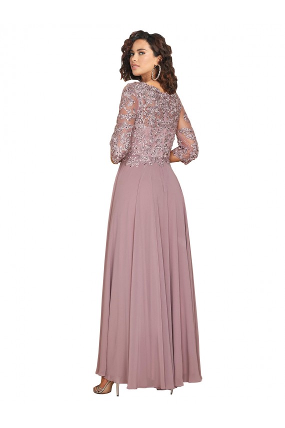  Decote V Mangas Compridas Linha A Vestidos de Madrinha / Vestidos de Festa Online