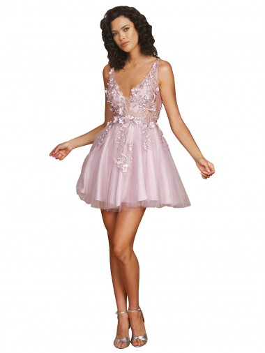  Decote V Sem Mangas Costas em V Linha A Vestidos de Madrinha / Vestidos de Cocktail / Vestidos de Homecoming Online