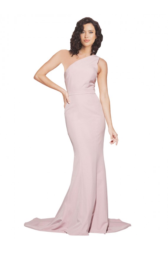 Malva Um Ombro Sem Mangas Bainha Vestidos de Madrinha / Vestidos de Festa Online
