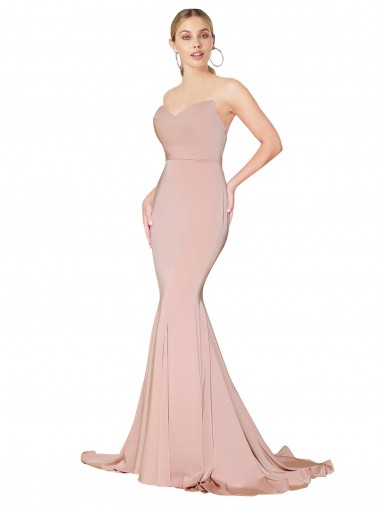 Malva Decote Alto Sem Mangas Lombar Sereia Vestidos de Madrinha / Vestidos de Noite / Vestidos de Festa Online