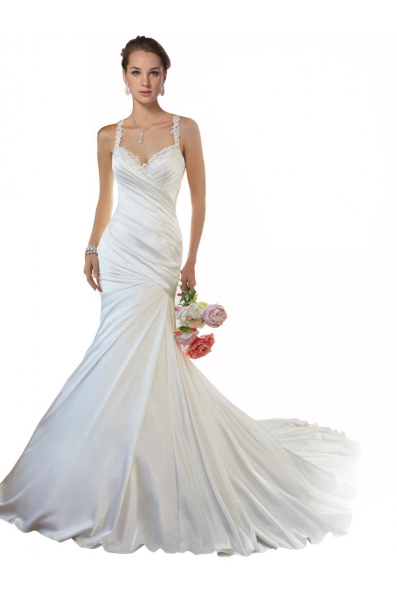 Marfim Amor Sem Mangas Sereia Vestido de Noiva Simples Online