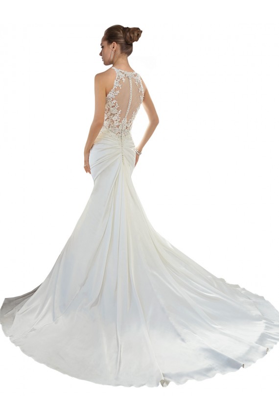 Marfim Amor Sem Mangas Sereia Vestido de Noiva Simples Online