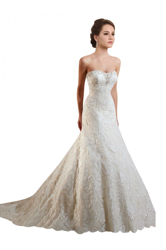 Marfim & Champanhe Amor Sem Mangas Linha A Vestidos de Noiva Modernos Online