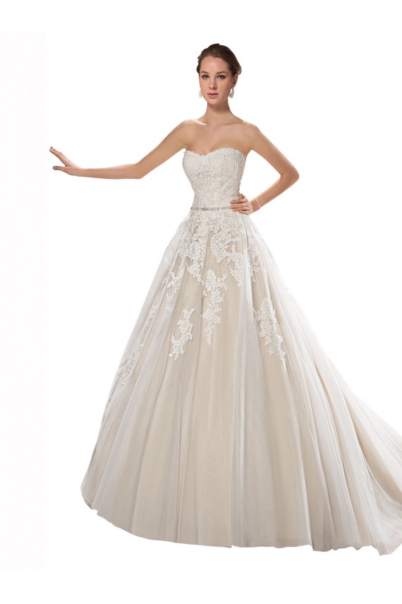 Marfim & Champanhe Sem alças Sem Mangas Linha A Vestido de Noiva Online